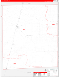 La Salle County, TX Wall Map Zip Code Red Line Style 2024